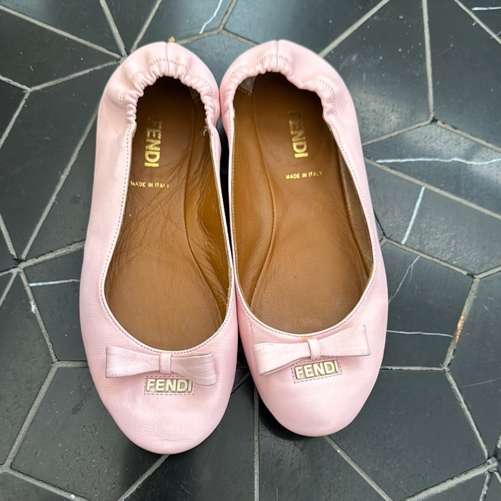 Fendi Blush Pink Flats with Bow